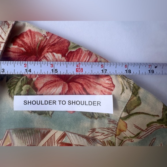 Coldwater Creek Denim Shirt Jacket Button Front Hawaiian Tropical Print L NOTES - Picture 7 of 10